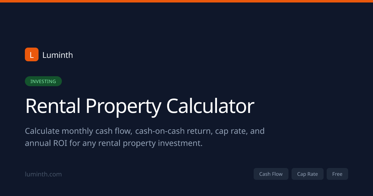 Rental Property Calculator – ROI, Cash Flow & Cap Rate
